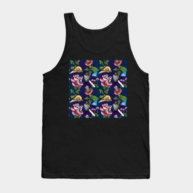 Botanist's Deadly Plants and Mushrooms Repeat Navy Tank Top by JamieWetzel